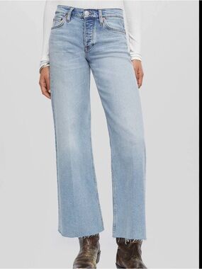 Redone jeans RE/DONE high rise ripped hem light wash